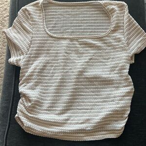 SHEIN Cream and White Striped Blouse